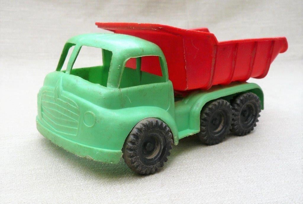 Kokaru w. Germany 3 asser kieptruck . Lengte 18,5 cm 1960., Antiek en Kunst, Antiek | Speelgoed, Ophalen of Verzenden