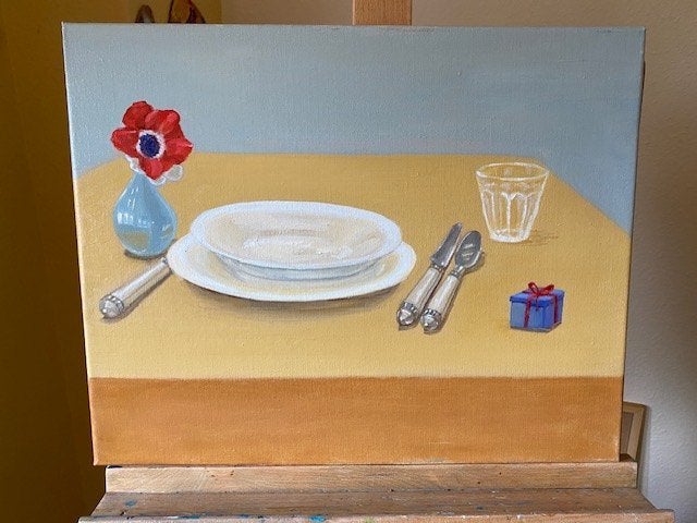 schilderij, Antiek en Kunst, Kunst | Schilderijen | Klassiek, Ophalen, Doek, Realistisch, Stilleven