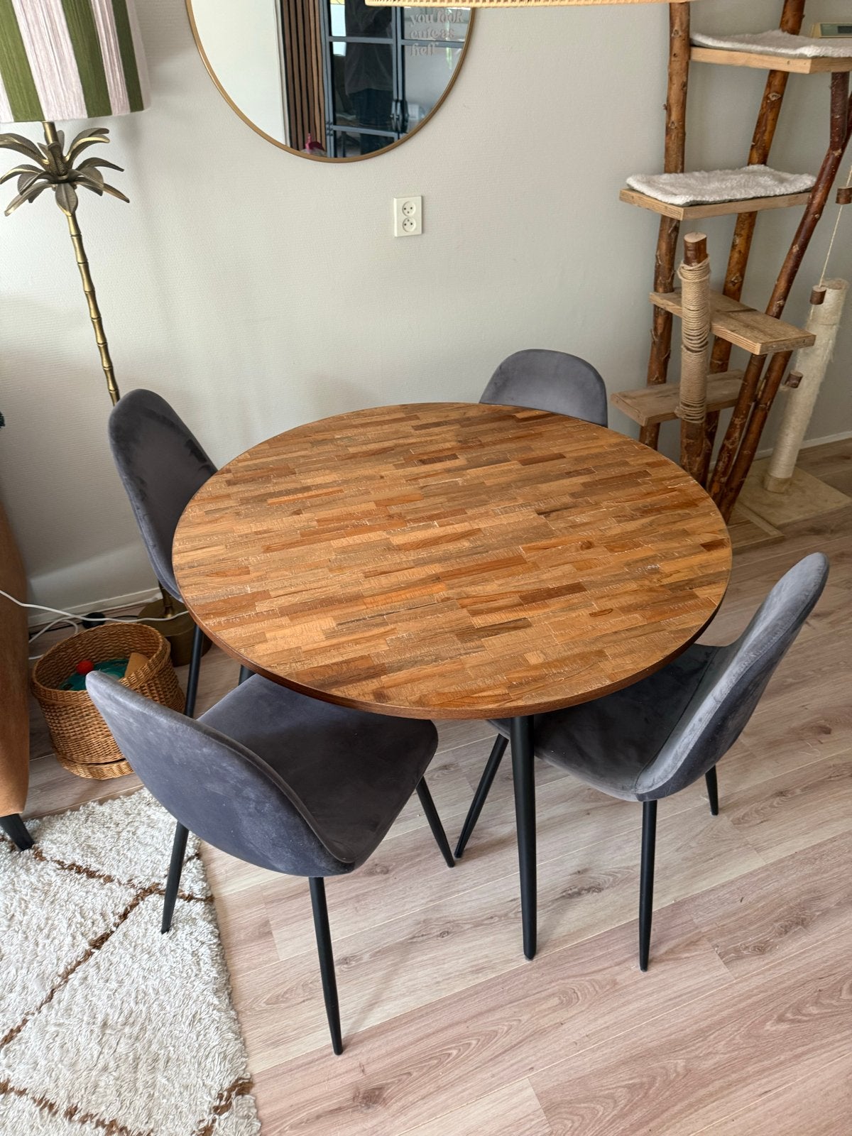 Ronde houten eettafel - diameter 110 cm, Huis en Inrichting, Tafels | Eettafels, Ophalen, Gebruikt, 100 tot 150 cm, Rond