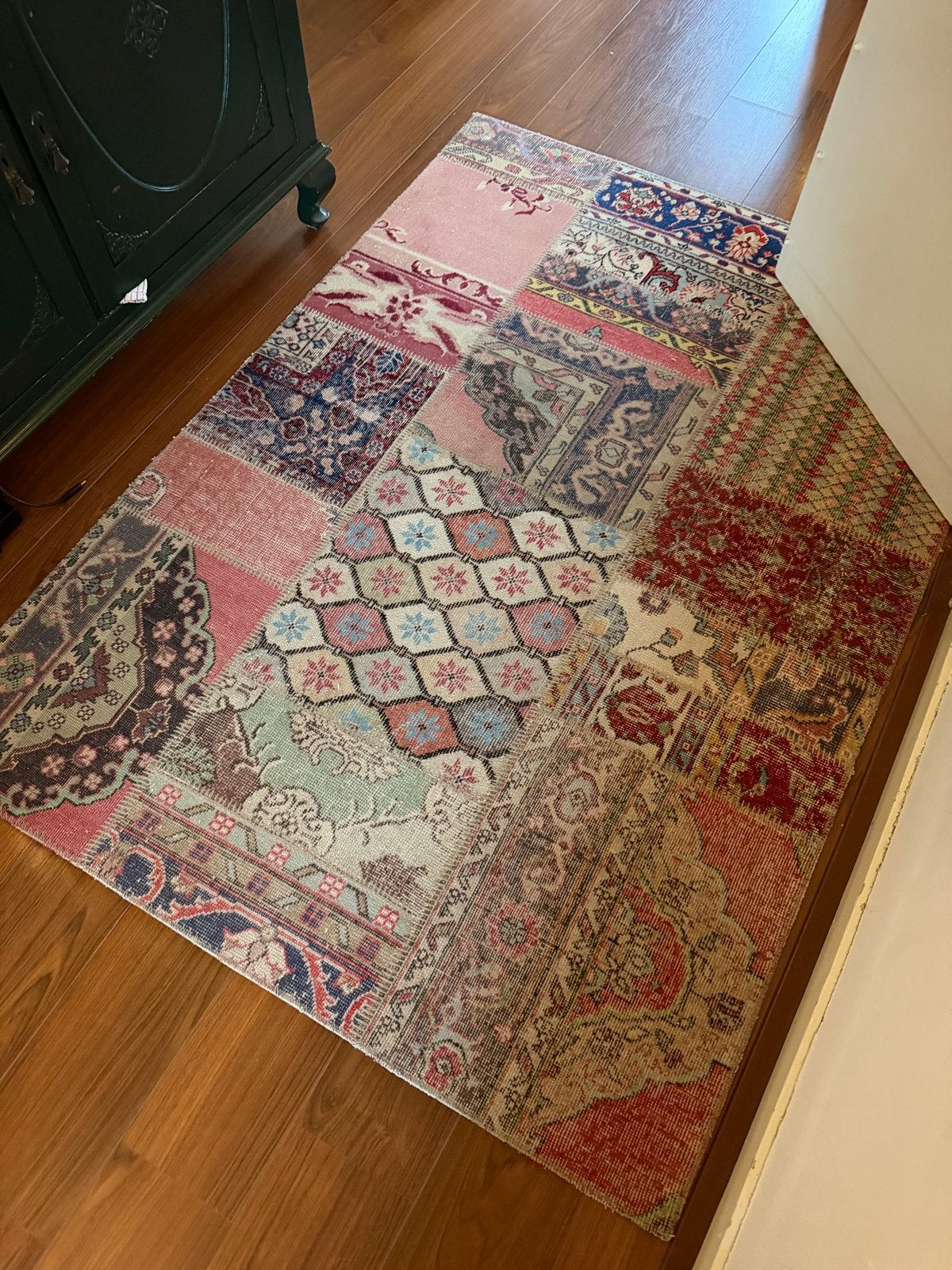 IKEA SILKEBORG Kleurrijk Patchwork Vloerkleed 140x197cm, Ophalen, Gebruikt, Turks chenille, 100 tot 150 cm