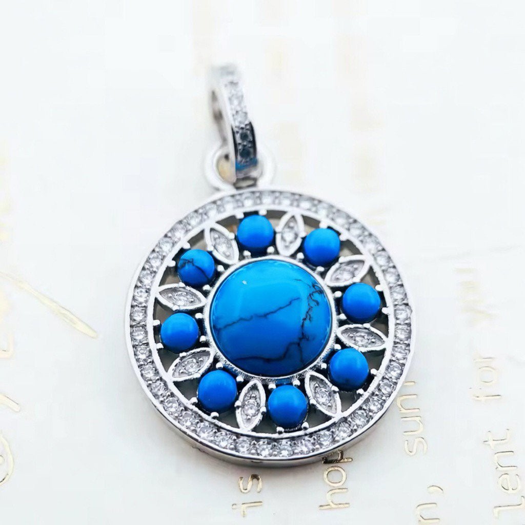 Turkoois zilver 925 hanger sterling zilver, Blauw, Nieuw, Ophalen of Verzenden, Met edelsteen