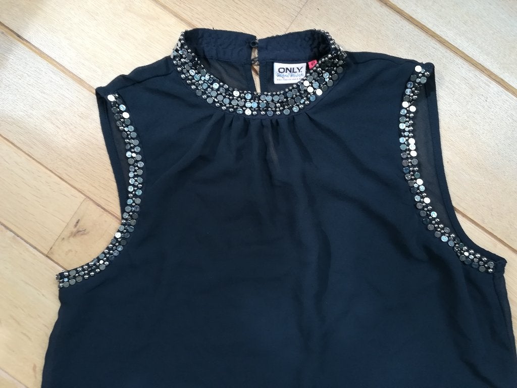 ONLY top bloes zwart met studs maat 40 - nieuw -, Maat 38/40 (M), Only, Zwart, Nieuw