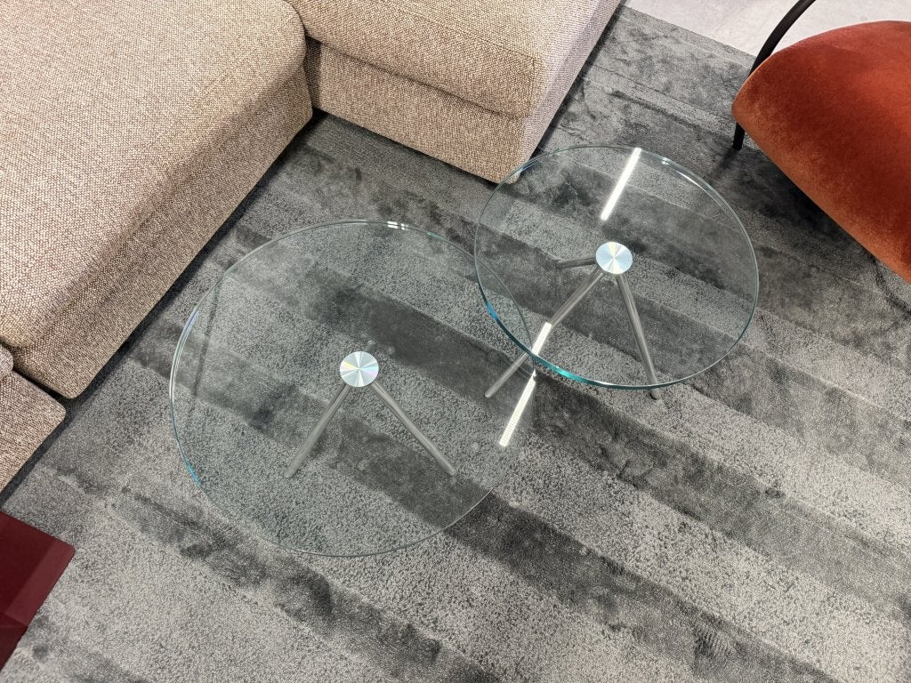 2 Nieuw Beek Maupertuus Salontafelset Glas Design Tafel, 100 tot 150 cm, Rond, Nieuw, Glas