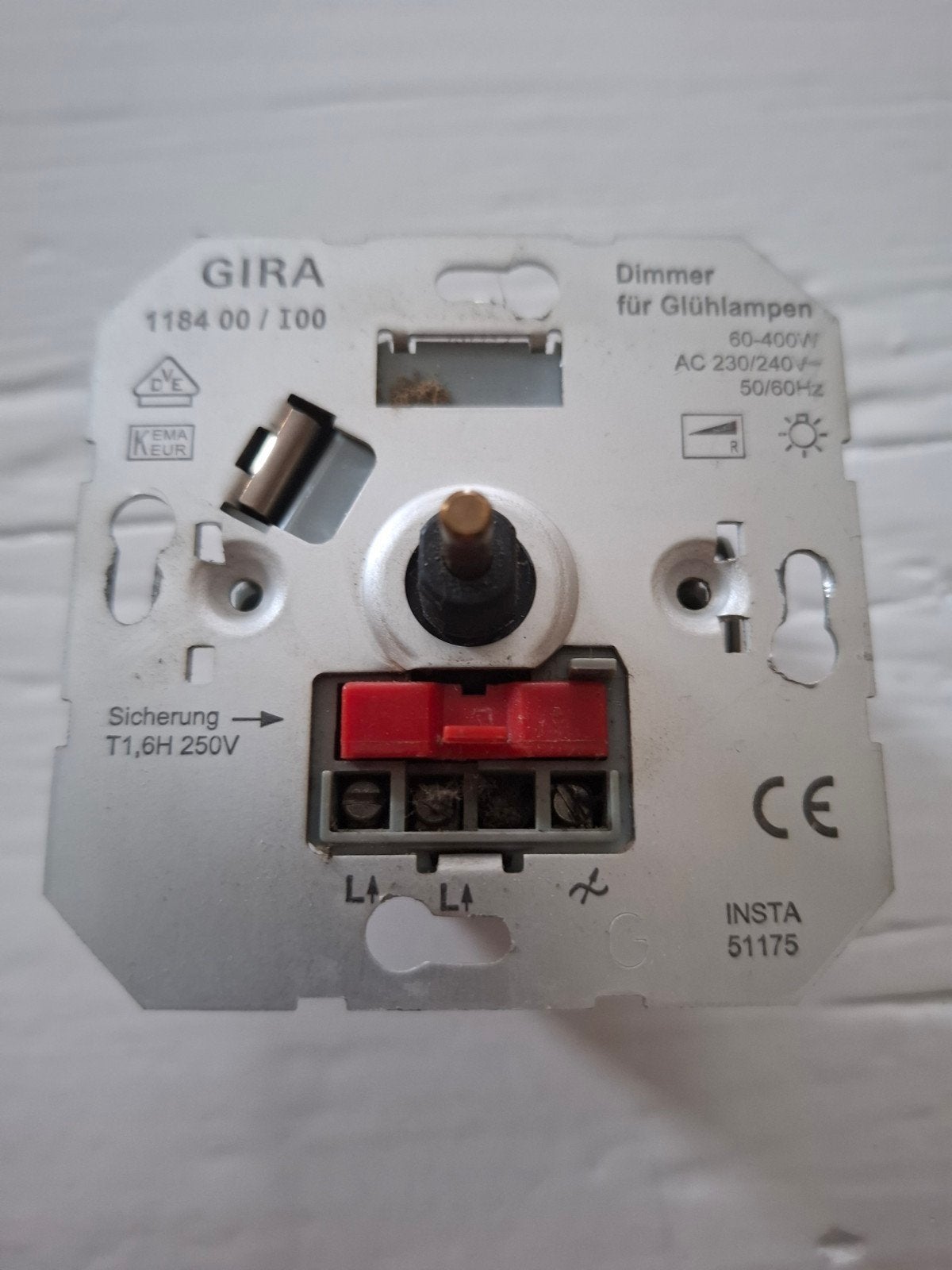 Gira Dimmer met binnenwerk en draaiknop - Ivoor, Ophalen of Verzenden, Gebruikt, Gira, Schakelaar