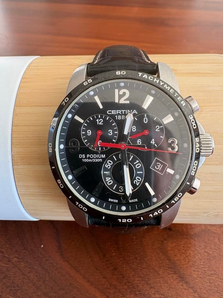 Certina DS Podium Chronograaf Swiss time maker 1888, Overige merken, Leer, Staal, Polshorloge