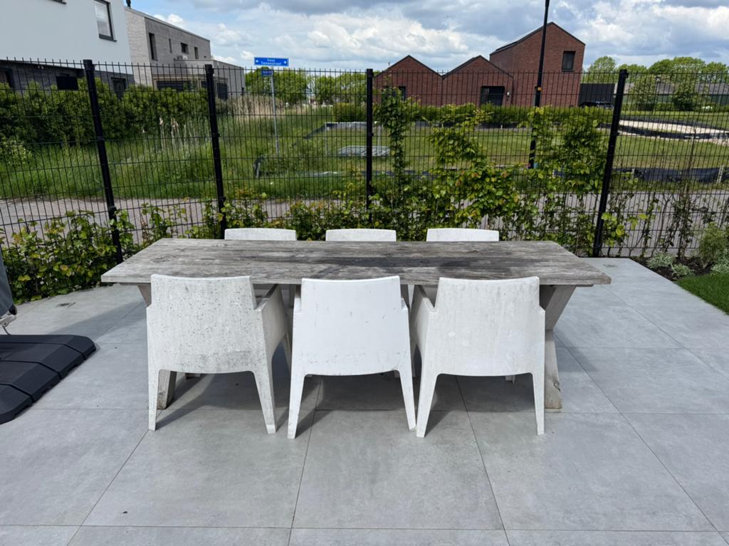 Tuintafel 240 inclusief 6x Box stoel, Ophalen, Gebruikt, Rechthoekig, Hout
