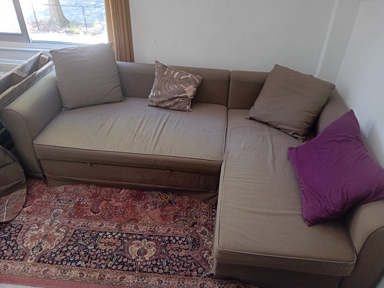 Sofa bed (Brown, can become normal sofa), Ophalen, 150 tot 200 cm, Tweepersoons, 75 tot 100 cm