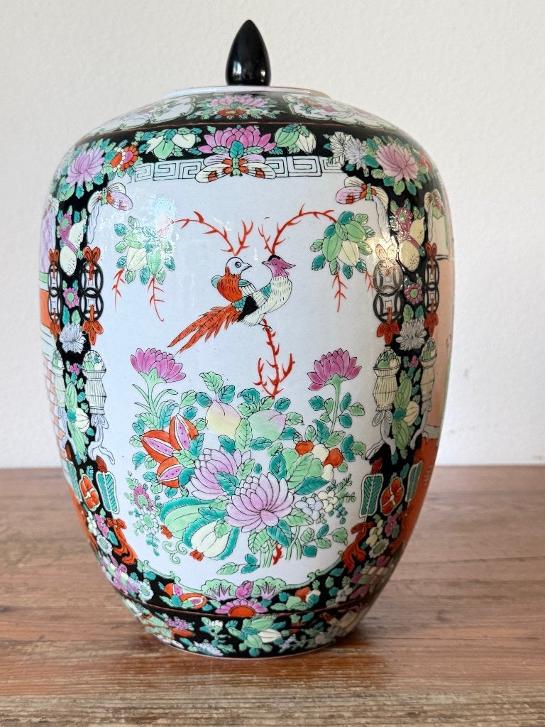 Grote Chinese Canton Famille Rose Dekselpot – Porselein, Ophalen of Verzenden