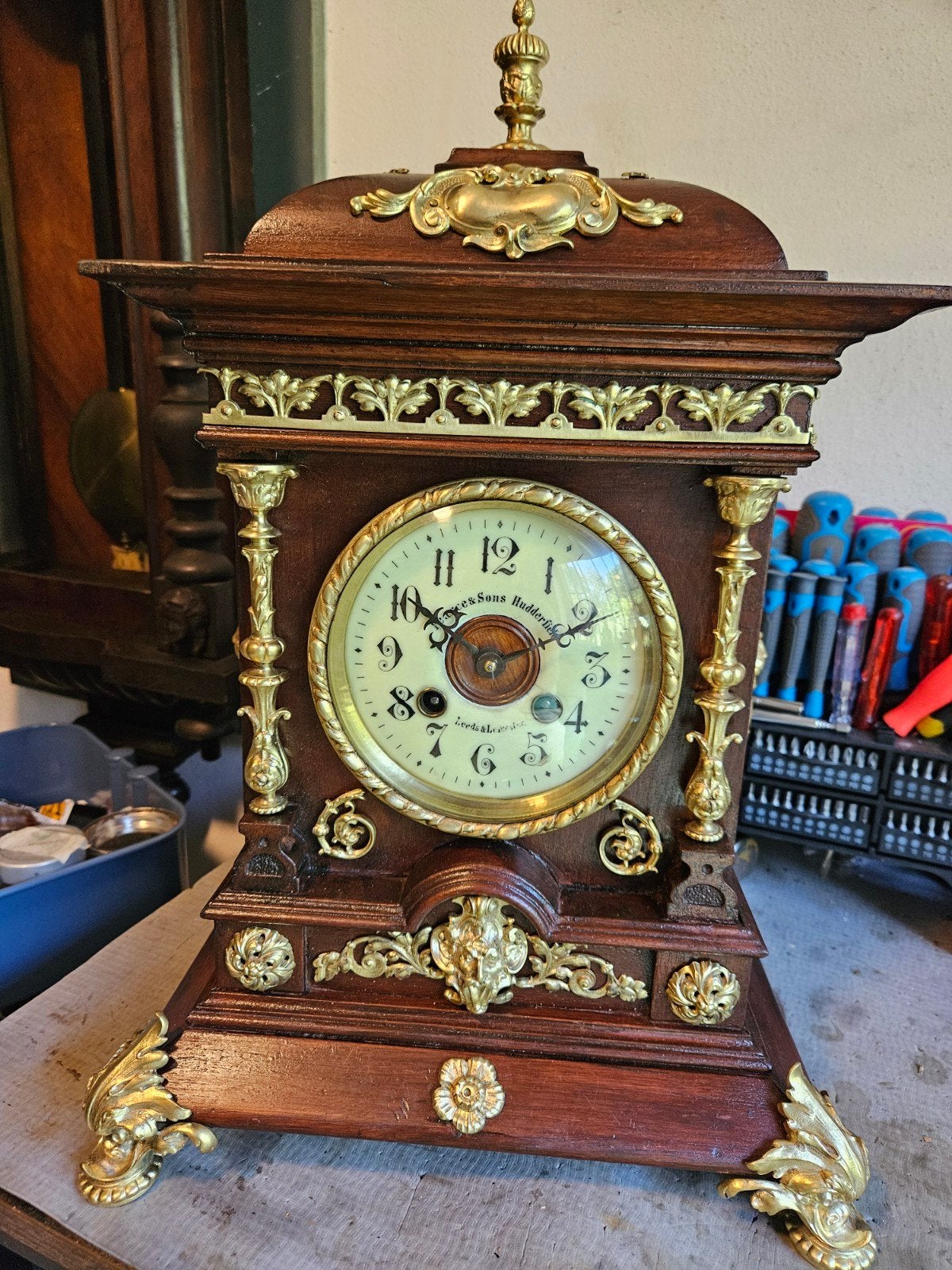 gustav bekker tafelklok met brons 50 cm hoog, Ophalen of Verzenden