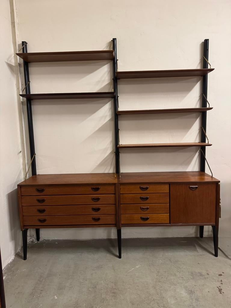 Louis van Teeffelen voor WeBe vintage modulair wandsysteem, Gebruikt, 150 tot 200 cm, Teakhout, Ophalen of Verzenden