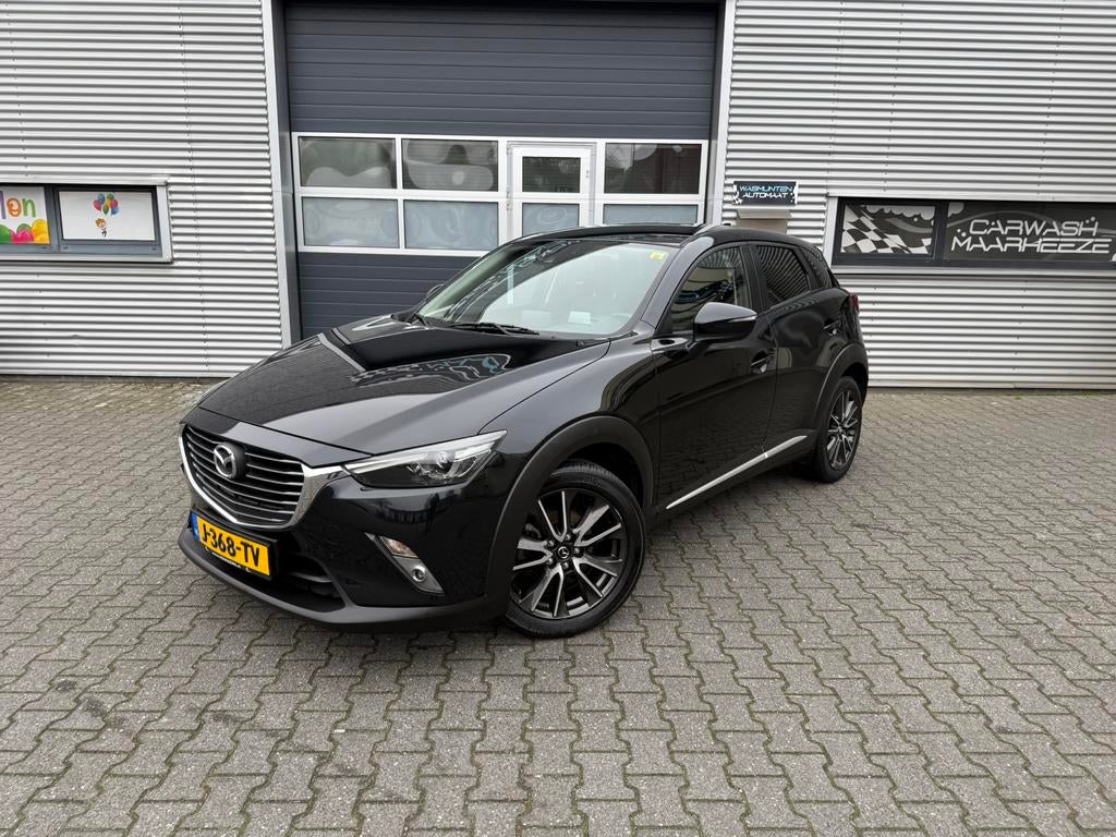 Mazda CX-3 2.0 Skyactiv-g 88KW AUT 2015 Zwart, Auto's, Mazda, 1998 cc, 625 kg, Zwart, Leder en Stof