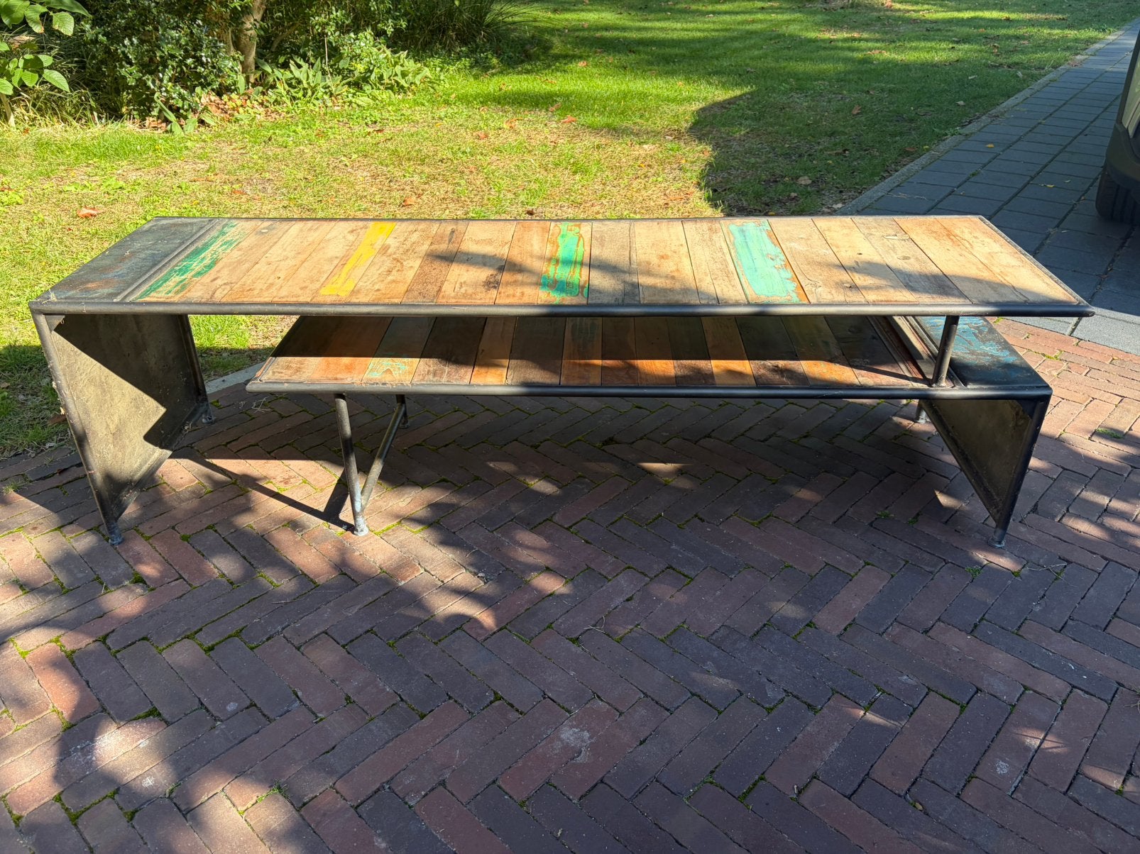 Leuke set sidetable en salontafel, Huis en Inrichting, Ophalen, Gebruikt, Industrieel, Metaal