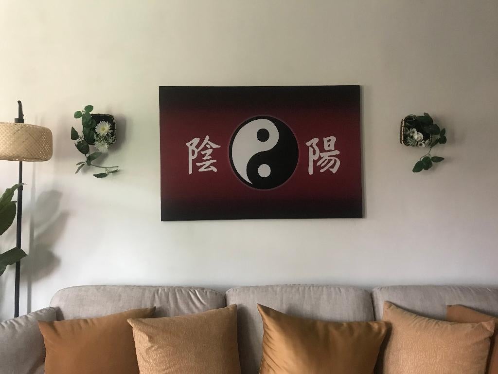 Yin Yang Canvas Schilderij muurschildering Wanddecoratie, Ophalen, Overige typen, Zo goed als nieuw, 100 tot 125 cm