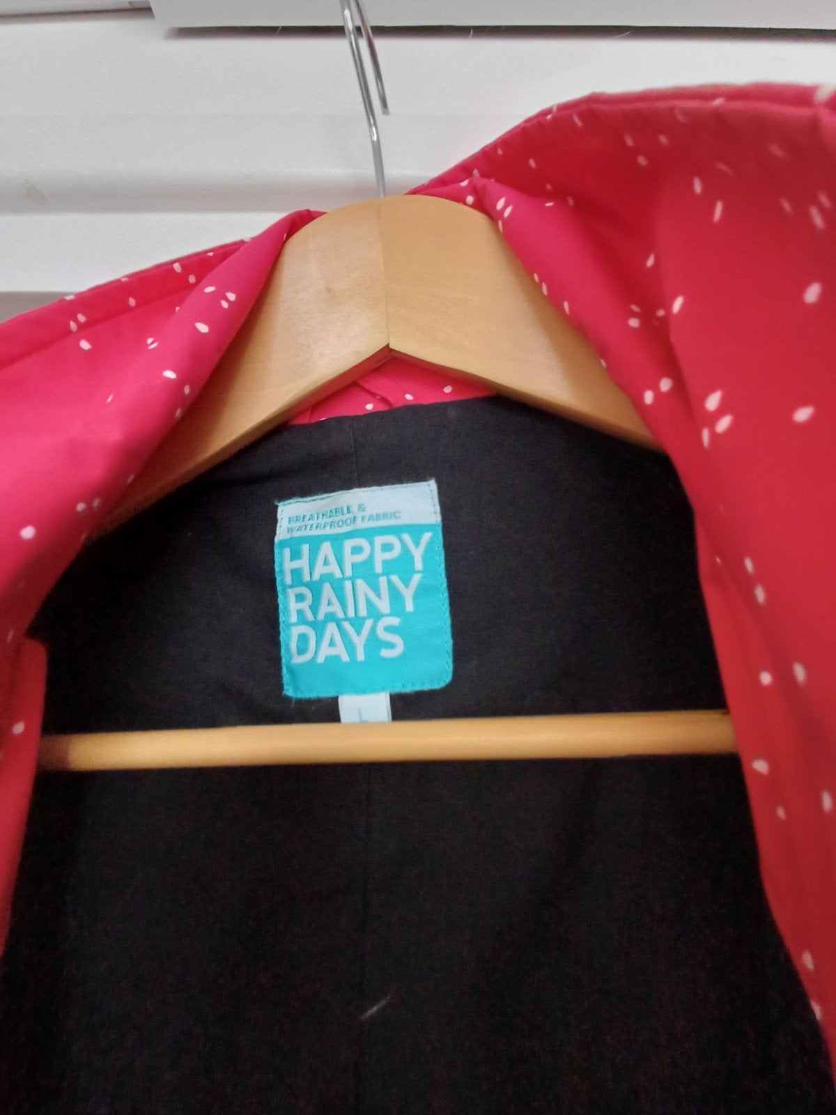 Happy Rainy Days regenjas rood met stippen, maat L., Kleding | Dames, Ophalen, Maat 42/44 (L), Happy Rainy Days, Zo goed als nieuw