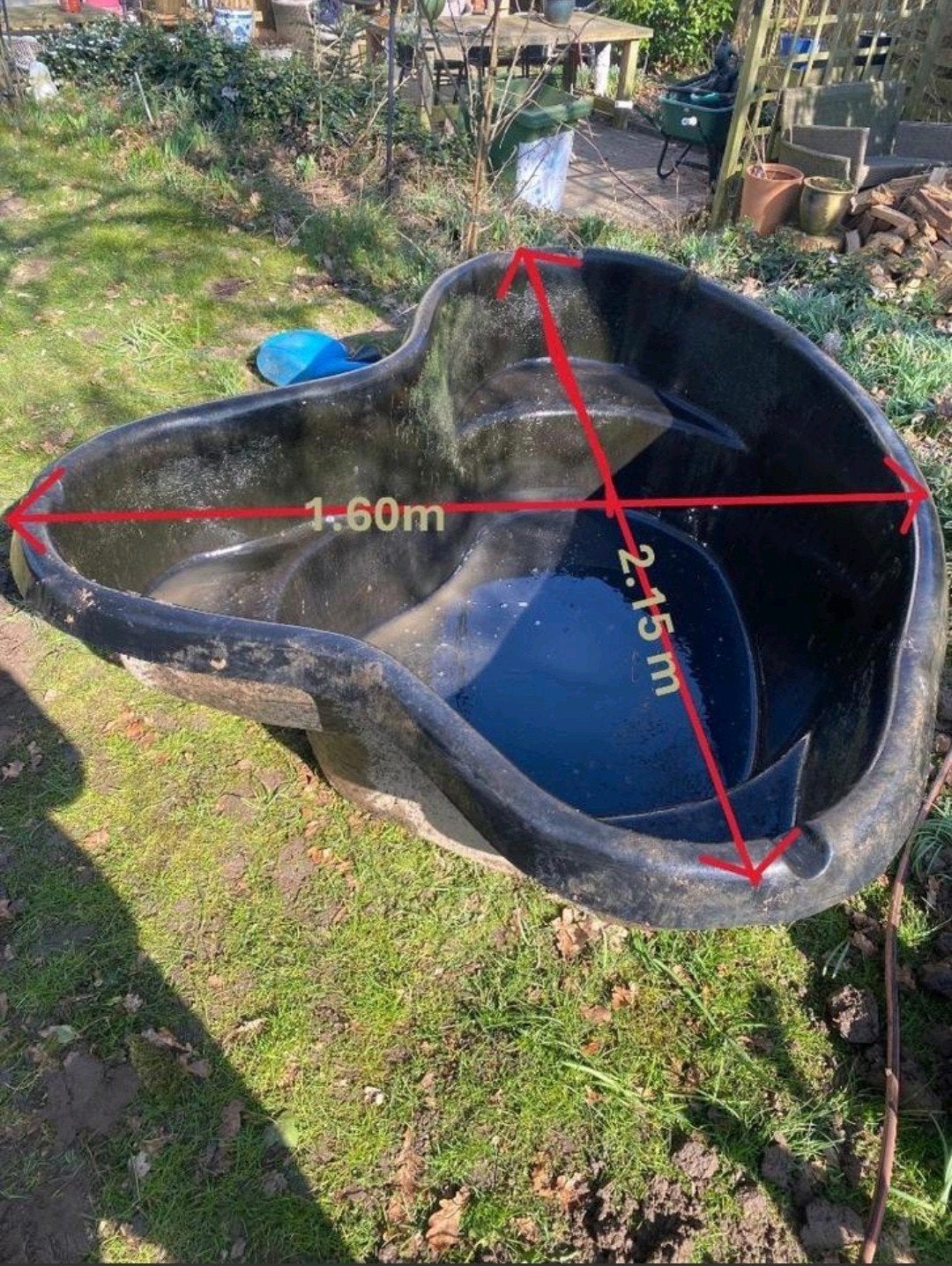 Schitterende voorgevormde sterke polyester vijver 2.15x1.60m, Tuin en Terras, Vijvers, Ophalen, Zo goed als nieuw