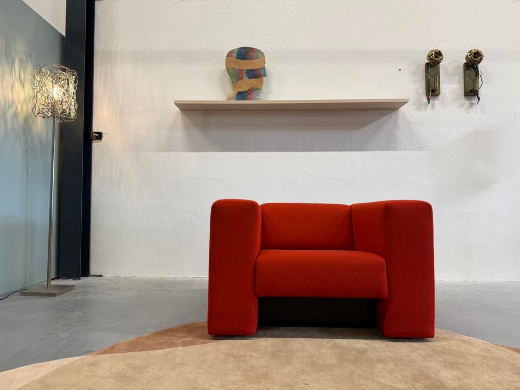 Nieuw Gelderland 430 Kubusbank Fauteuil Rime rood stoel stof, Nieuw, 75 tot 100 cm, Ophalen of Verzenden, Gelderland