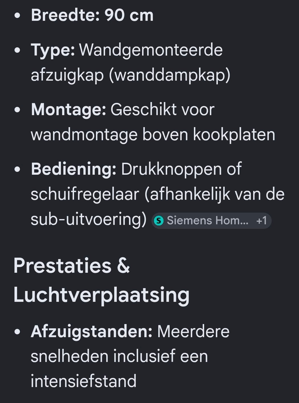 Siemens wandschouw afzuigkap RVS 90 cm Recirculatie geschikt, Witgoed en Apparatuur, Afzuigkappen, Ophalen, Wandschouwkap, Motor
