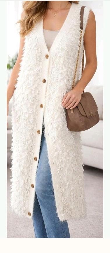 Made in Italy lang teddy gilet/vest crème wit – maat M/L, Maat 38/40 (M), Made in Italy, Wit, Ophalen of Verzenden