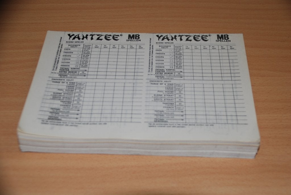 Yahtzee blok.          Dubbelbreed.     MB., Ophalen of Verzenden, Nieuw, MB Spellen
