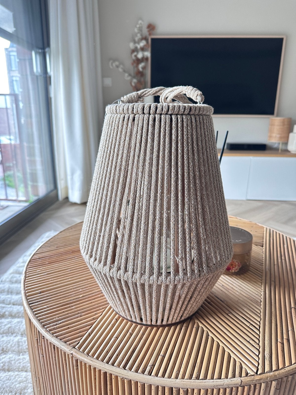 Lantaarn | Kaarshouder, Beige, Nieuw, Ophalen of Verzenden, Textiel