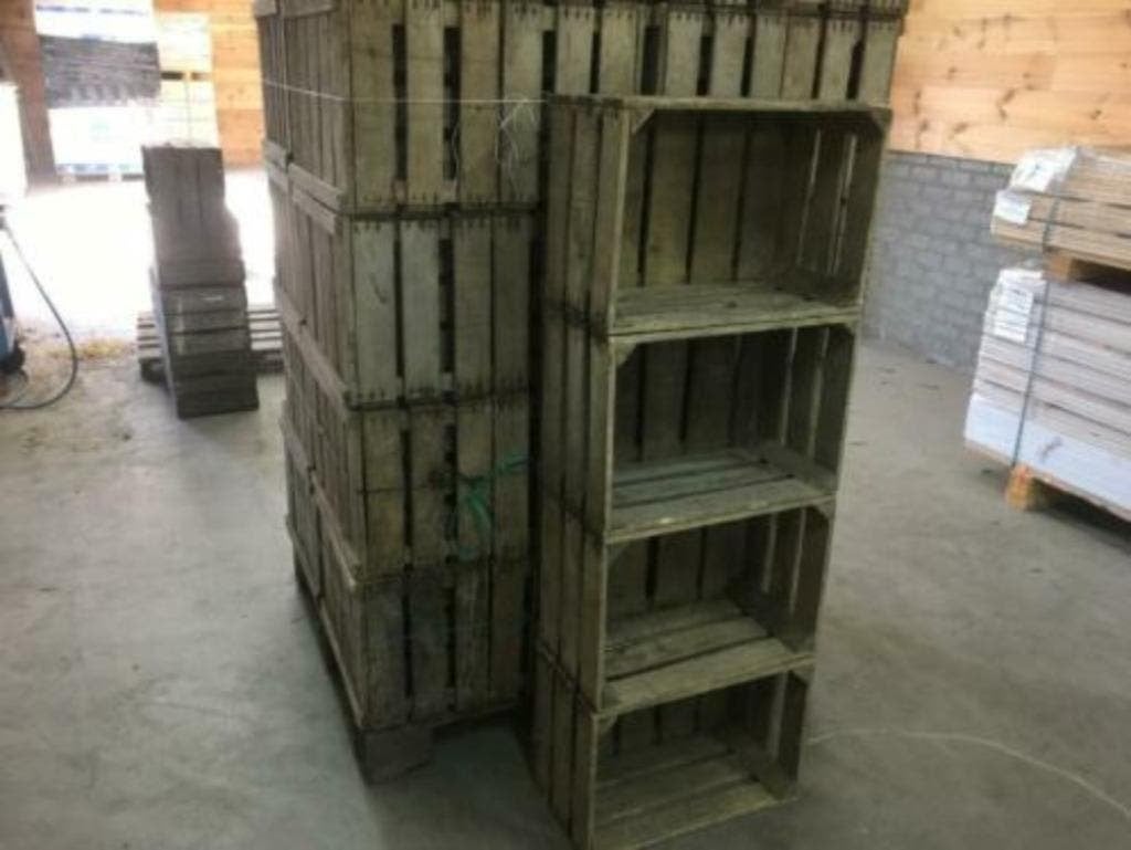 Zeer oude Belgische 3-lats houten appelkisten - fruitkisten, Ophalen of Verzenden