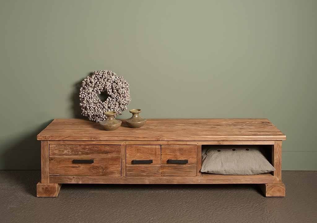 41% KORTING Tv Meubel Lorenzo Teak 160 cm €509 NU €299 (12), Tv Meubel Lorenzo Teak Hout Gratis Bezorging, 150 tot 200 cm, Teakhout