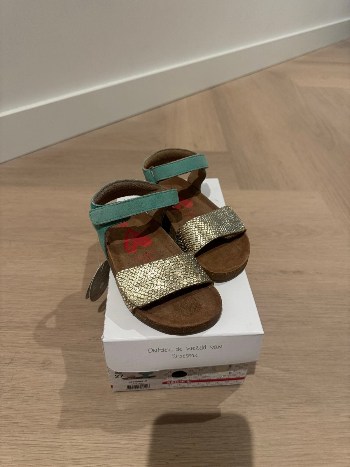 Nieuwe Shoesme sandalen maat 27 - Mint Groen met goud., Meisje, Schoenen, Nieuw, Ophalen of Verzenden