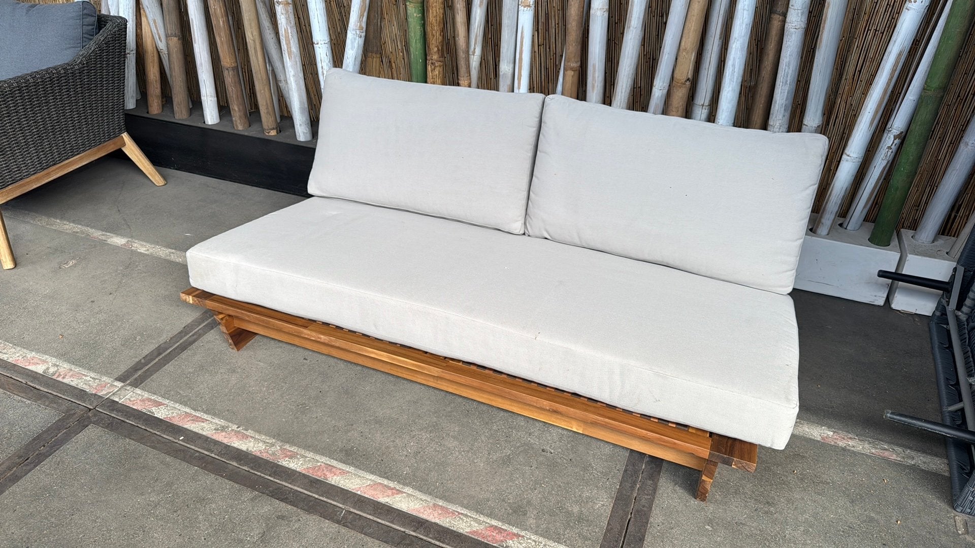 Houten tuinbank - inclusief all wheater kussens, Tuin en Terras, Tuinbanken, Ophalen, Nieuw, Hout