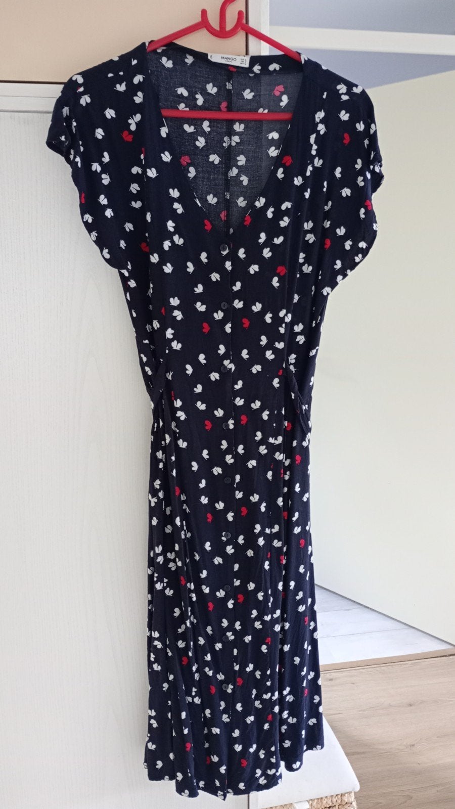 Mango Casual Jurk met vlinderprint - Maat M, Maat 38/40 (M), Mango, Blauw, Ophalen of Verzenden