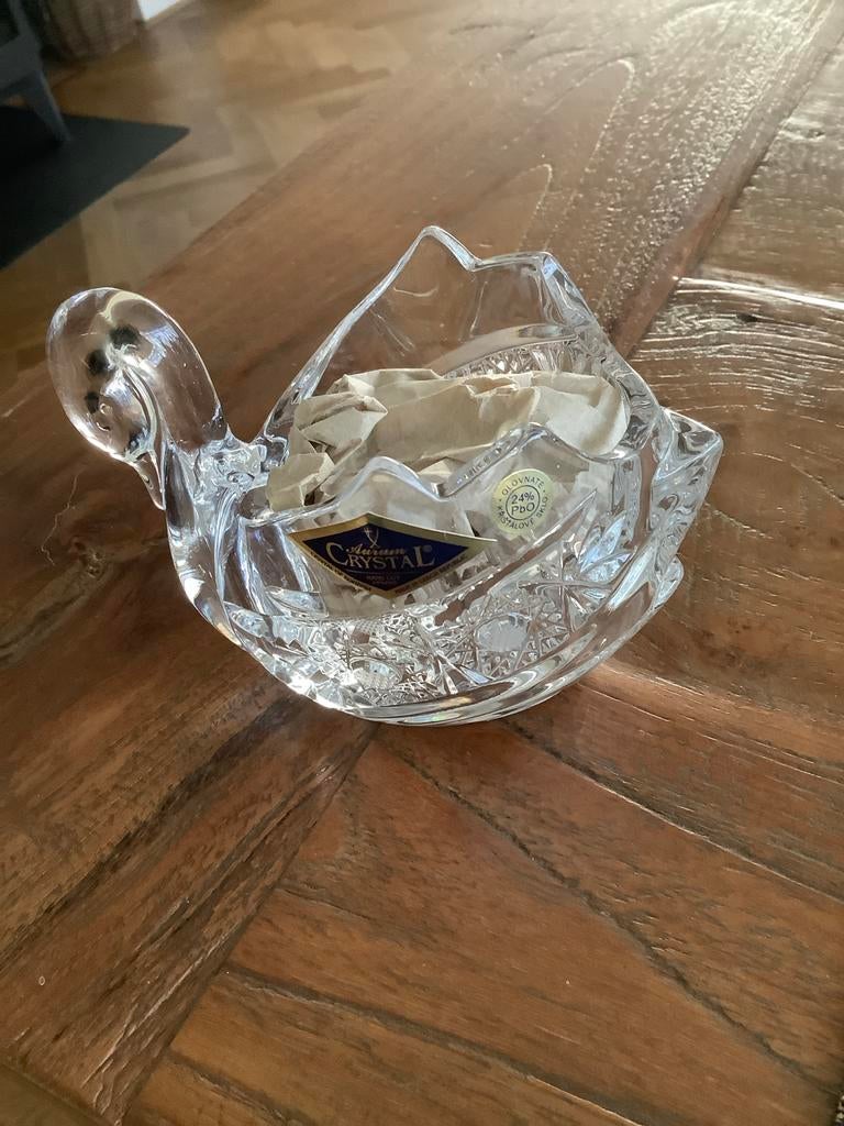Bohemia Crystal Zwaan Theelichthouder/Bonbonschaal, Antiek en Kunst, Antiek | Glas en Kristal, Ophalen of Verzenden