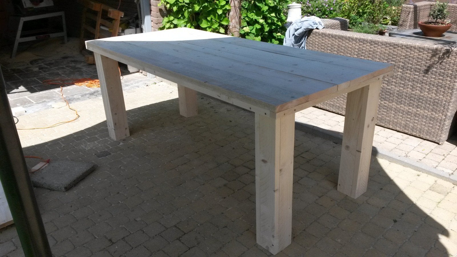 eettafel steigerhout, Ophalen