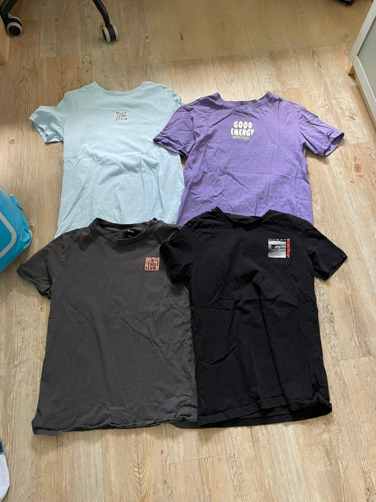 Shoeby 4 shirts maat 158/164, grijs zwart paars l blauw, Kinderen en Baby's, Kinderkleding | Maat 164, Ophalen, Gebruikt, Jongen