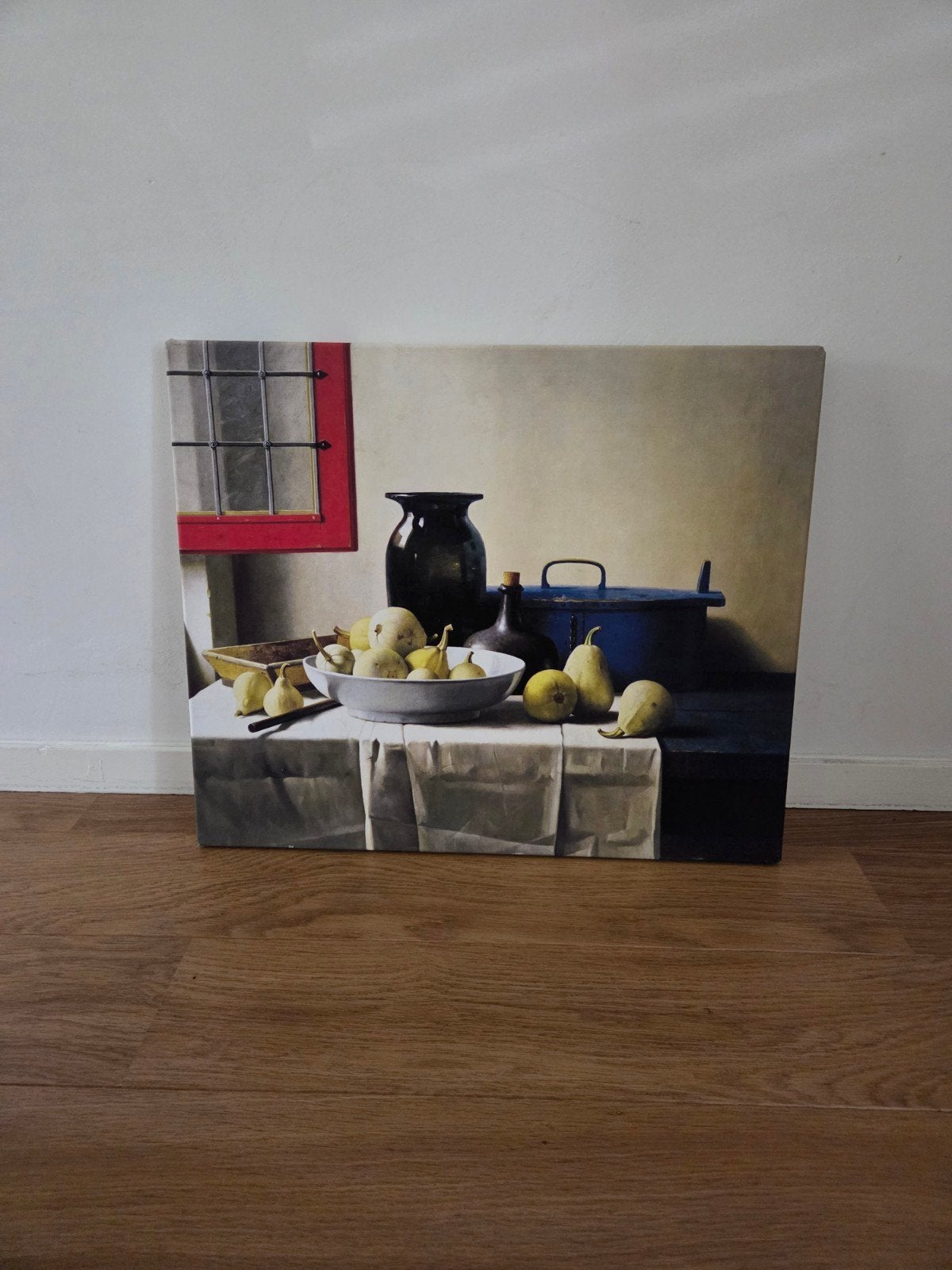 Canvas "Stilleven met open raam" Henk Helmantel, 50 – 75, Ophalen of Verzenden, Zo goed als nieuw, Schilderij