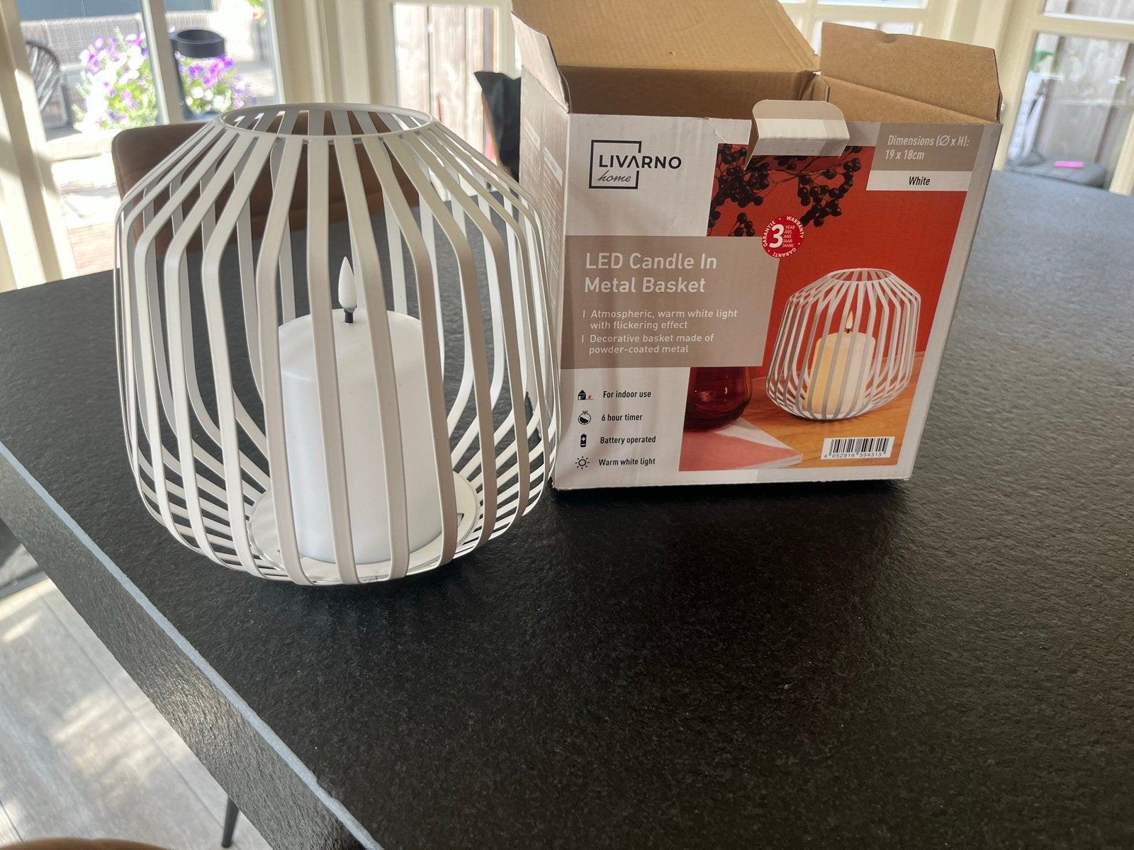 LIVARNO home LED Kaars in metalen mand - Wit, Huis en Inrichting, Woonaccessoires | Kandelaars en Kaarsen, Lantaarn, Nieuw, Ophalen of Verzenden