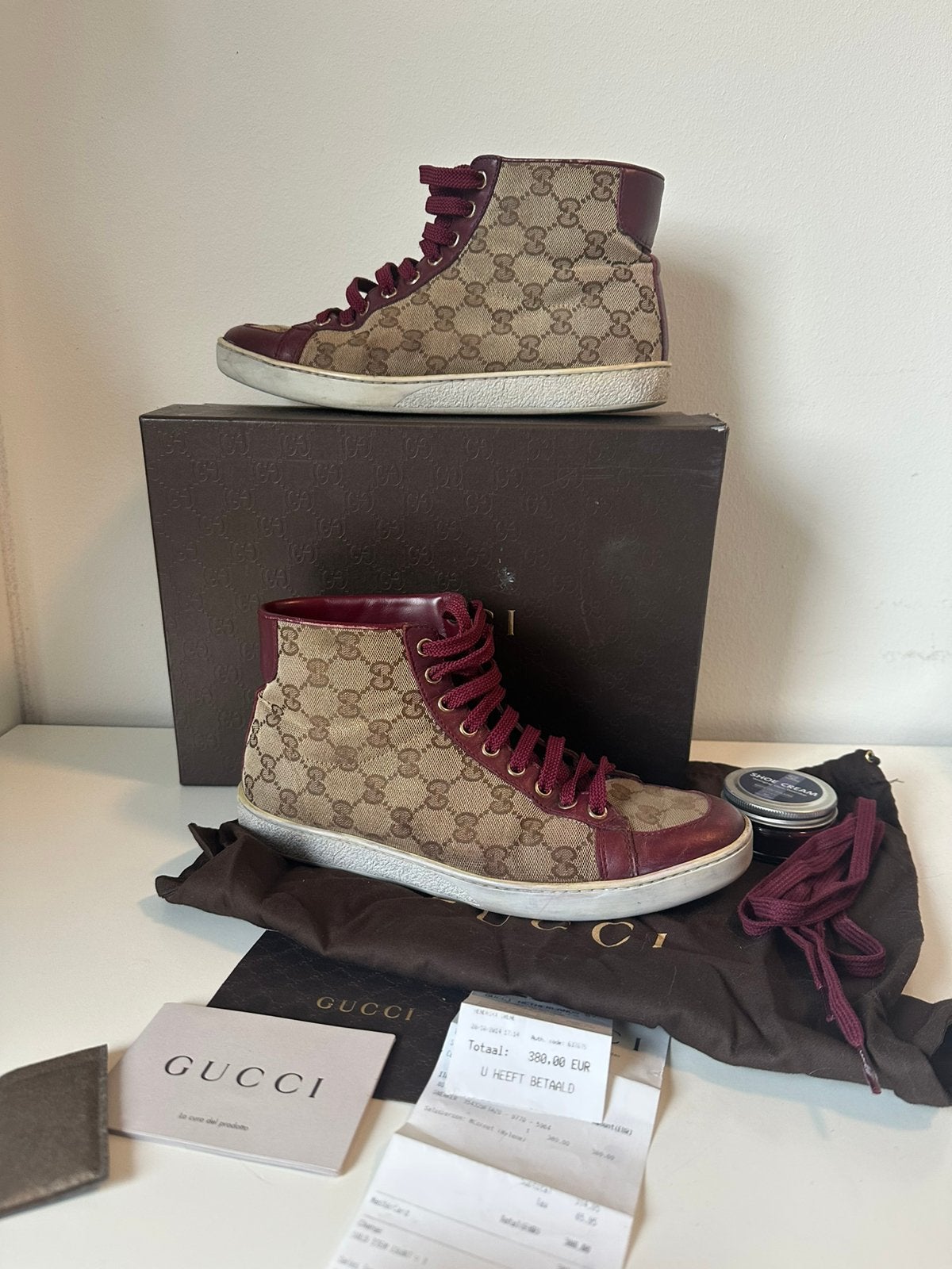 Gucci sneakers schoenen, Beige, Ophalen of Verzenden, Sneakers of Gympen, Zo goed als nieuw