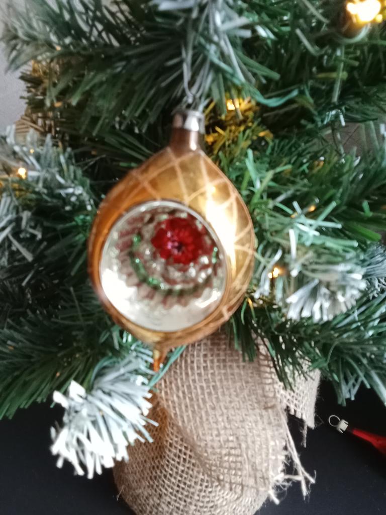 oude dunglazen deukbal oranje hoofdkleur, Diversen, Kerst, Ophalen of Verzenden, Gebruikt