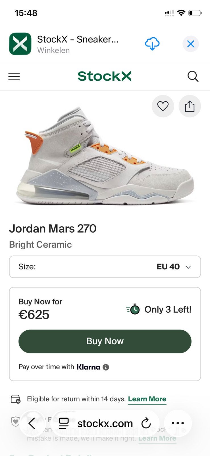 Nike Jordan Mars 270 Bright Ceramic mt. 42, Overige kleuren, Nike, Ophalen of Verzenden, Sneakers of Gympen