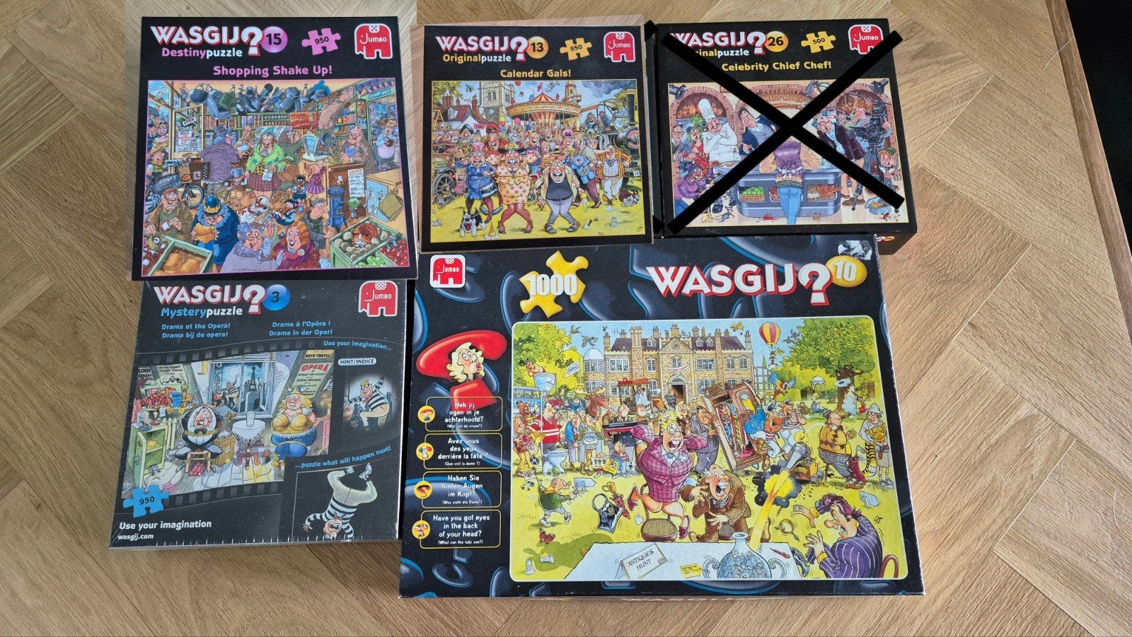 5 WasGij puzzels (legpuzzel/puzzle), Ophalen of Verzenden, 500 t/m 1500 stukjes, Zo goed als nieuw, Legpuzzel