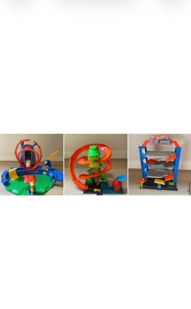 Hot Wheels Racebaan Set: Dino, Vulkaan & Stunt Garage, Ophalen, Racebaan, Zo goed als nieuw, Hot Wheels