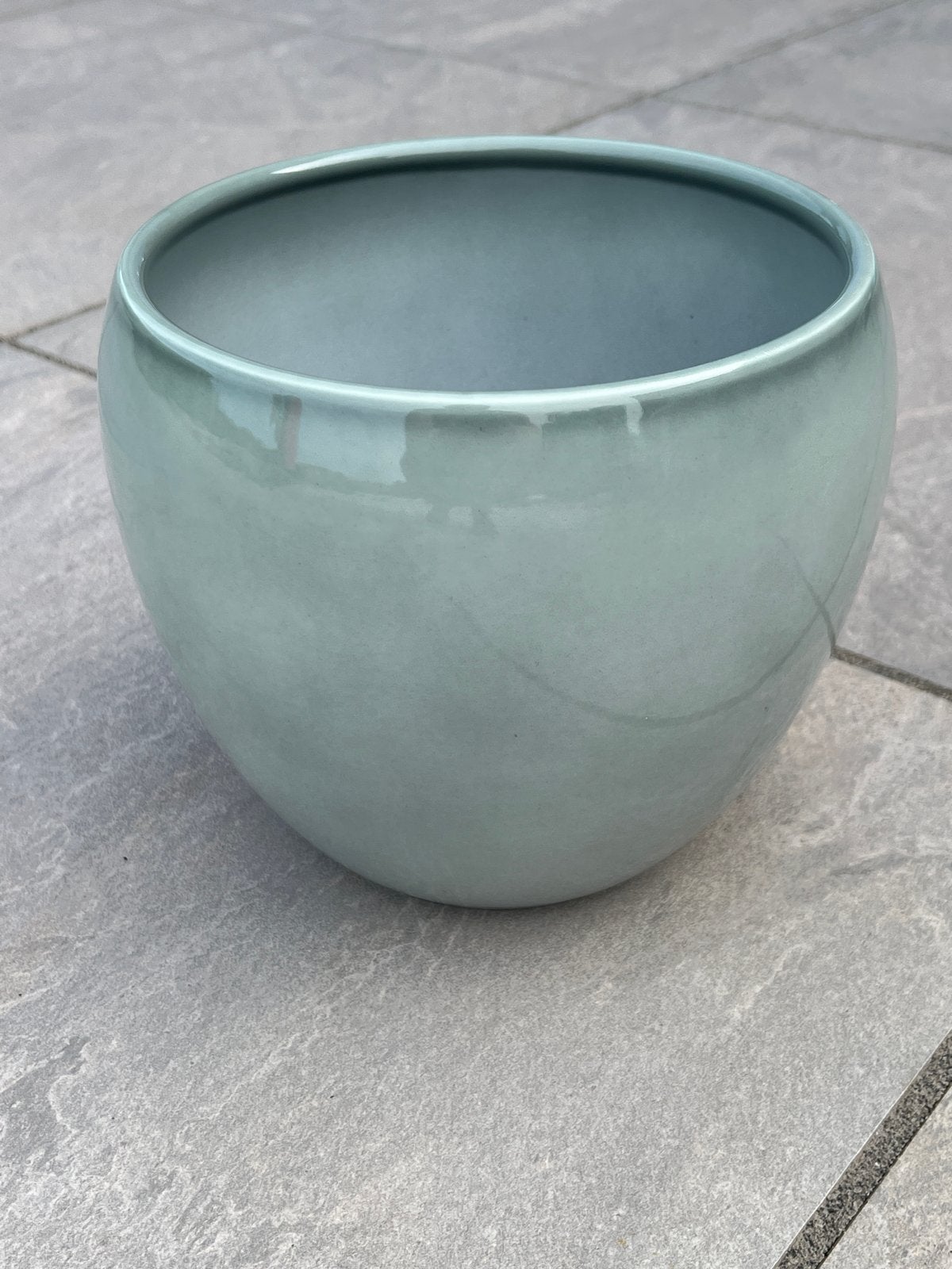 Bloempot turquoise/ zeegroen binnenmaat 18 cm, hoogte 18,5 c, Rond, Binnen, Ophalen of Verzenden, Zo goed als nieuw