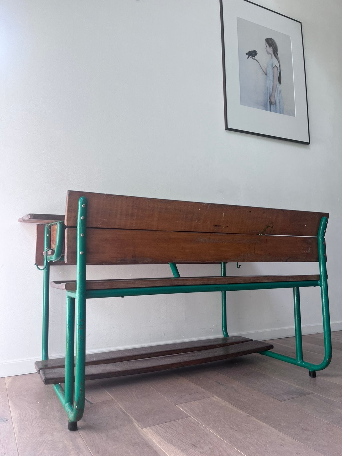 Vintage schoolbankje, Ophalen, Gebruikt