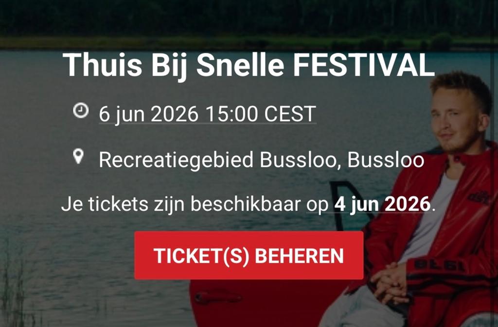 Kaartje Snelle 6 juni 15u Bussloo, Eén persoon