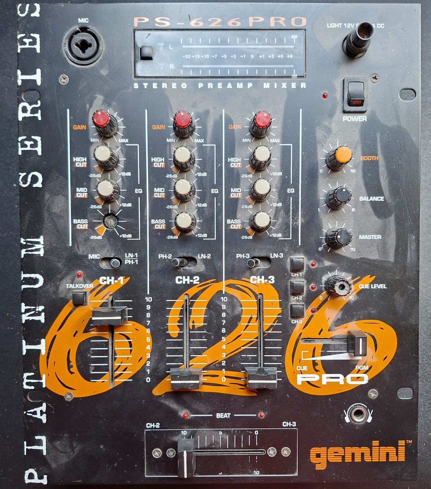Gemini PS-626 PRO Platinum Series DJ Mixer, Ophalen of Verzenden, Gebruikt, Minder dan 5 kanalen, Microfooningang