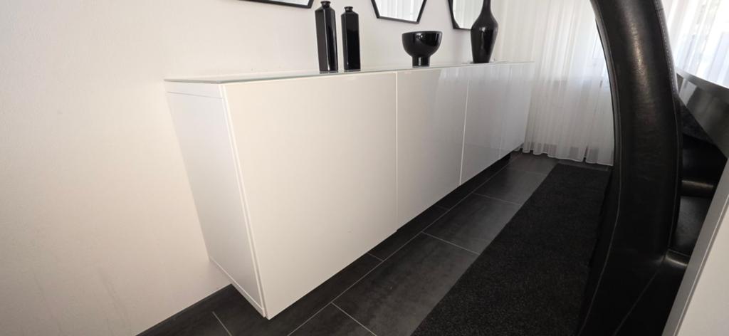 IKEA BESTÅ dressoir - Hoogglans wit met glasplaat, Ophalen