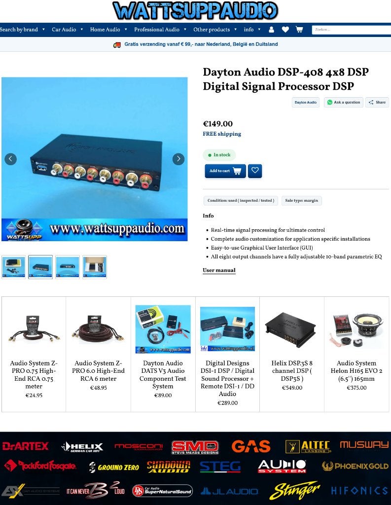 Dayton Audio DSP-408 4x8 DSP Digital Signal Processor DSP, Gebruikt, ., Ophalen of Verzenden, .