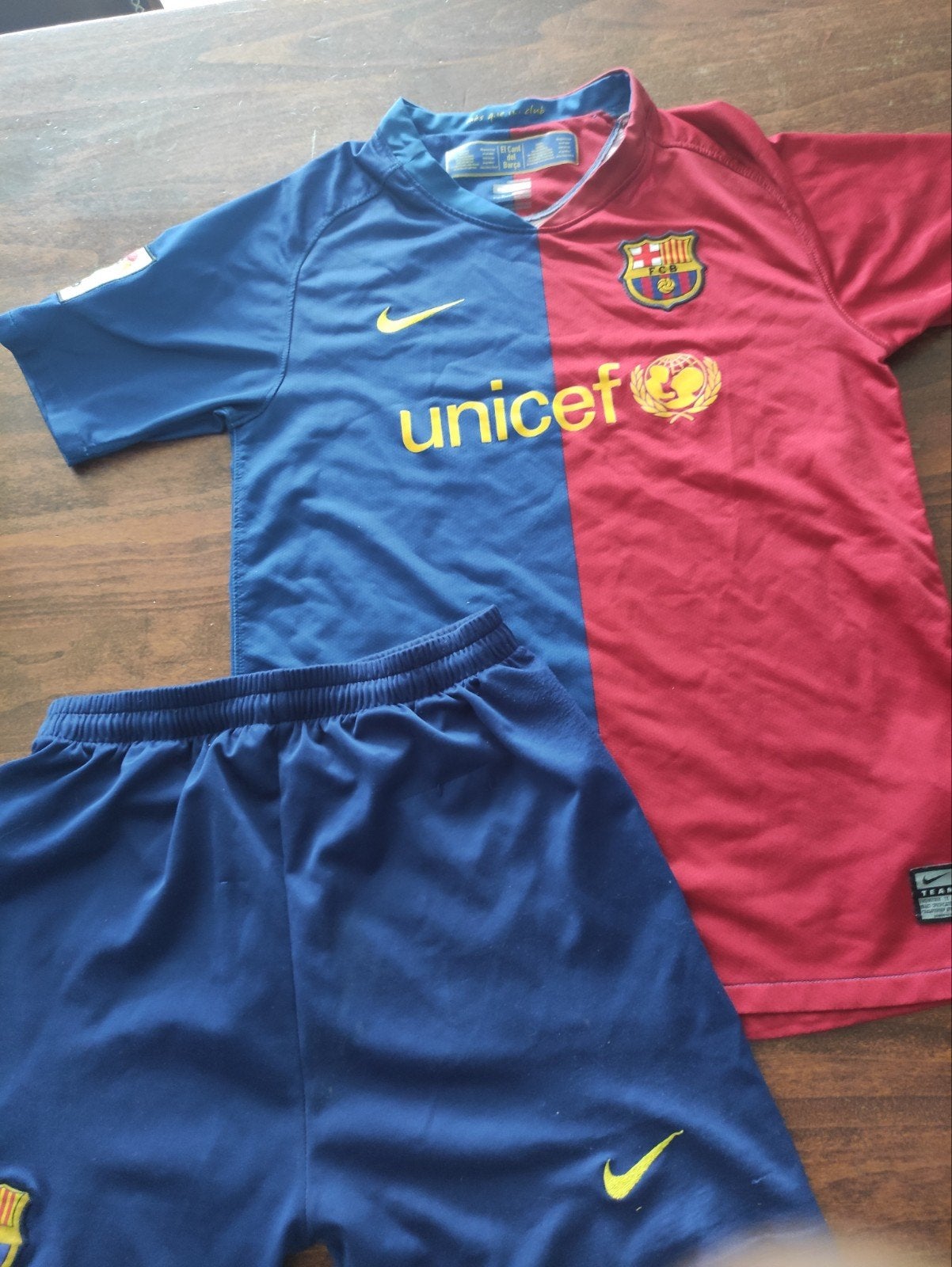 FC Barcelona Centennial setje voor 12 jaar, Maat XS of kleiner, Ophalen of Verzenden, Zo goed als nieuw, Shirt