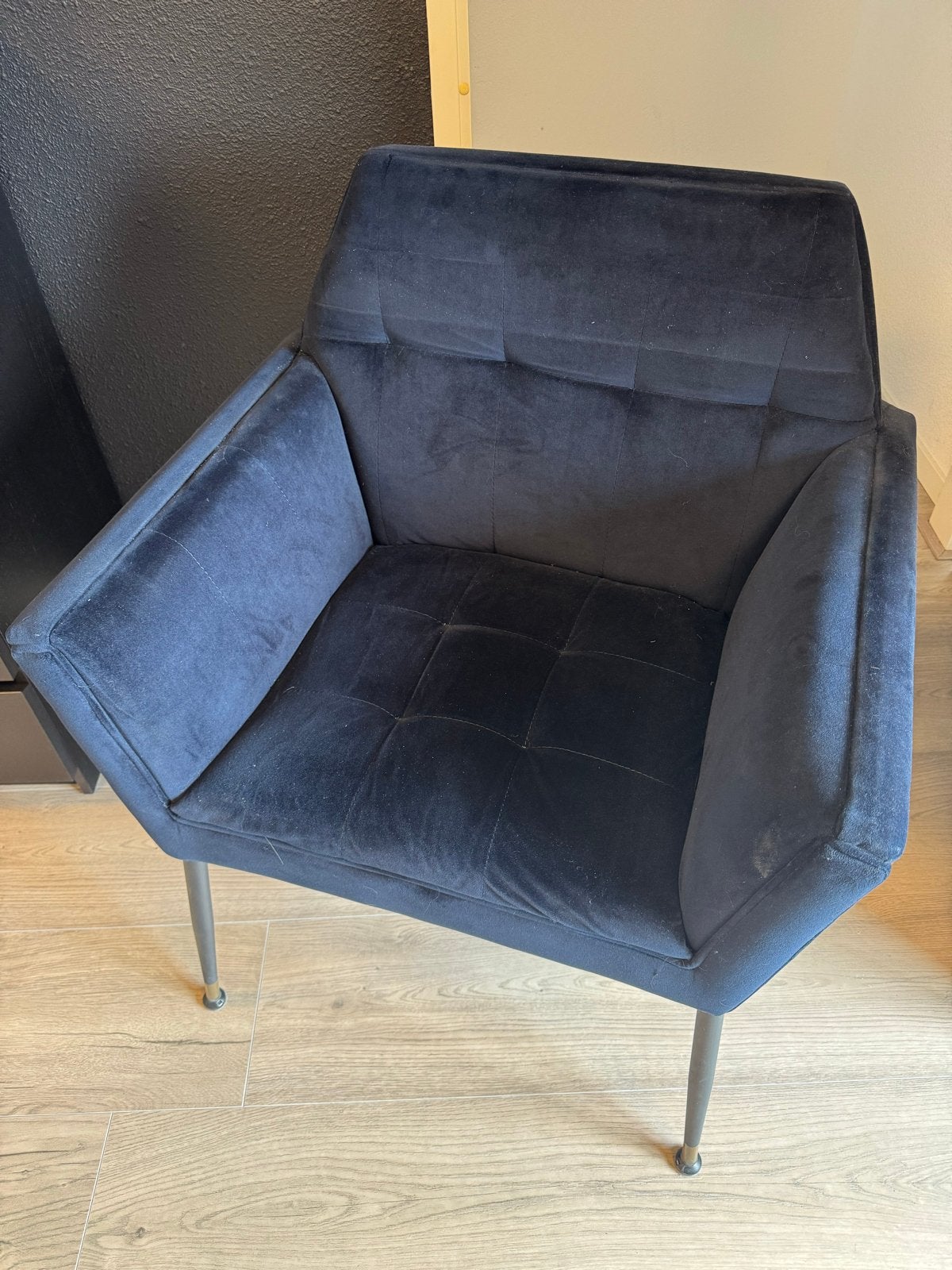 4x Dutchbone Kate luxe donkerblauwe fauteuil, Huis en Inrichting, Stoelen, Ophalen, Gebruikt, Blauw, Eén