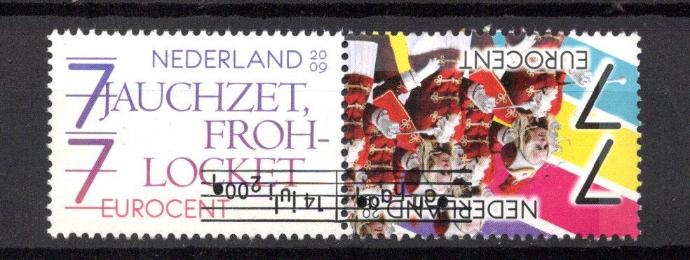 gestempelde zegel. Jaar 2009: paartje muziek taptoe, Ophalen of Verzenden, Na 1940, Gestempeld