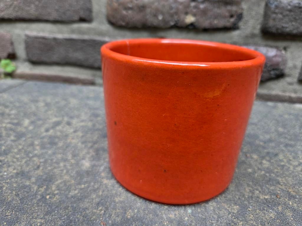 Vintage oranje keramische bloempot van Adco, Antiek en Kunst, Antiek | Keramiek en Aardewerk, Ophalen of Verzenden