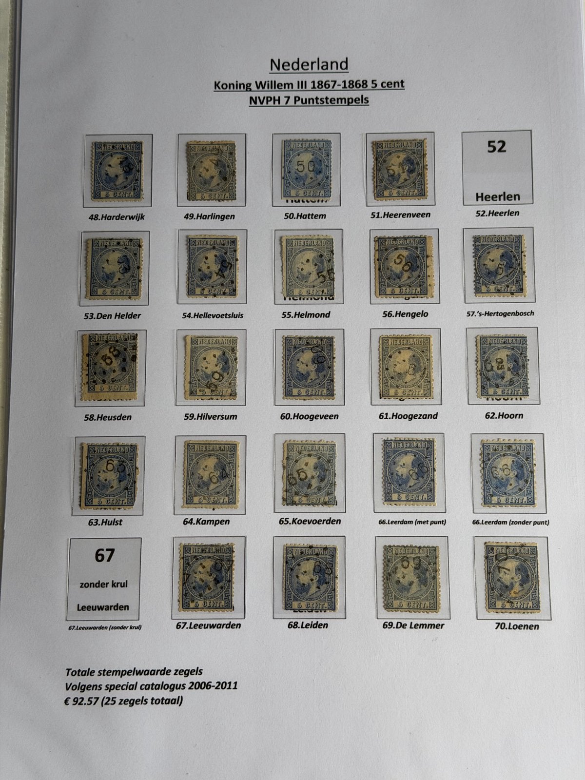 Verzameling Puntstempels NVPH 7 Nederland CW 2000.-, Ophalen of Verzenden, T/m 1940, Gestempeld
